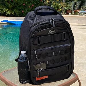 Deluxe Skater Backpack with side pockets Black New Boutique